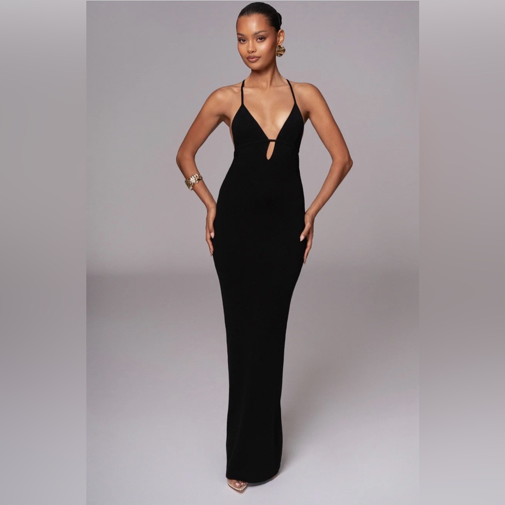 JLux Label BLACK SUN RAYS KNIT MAXI DRESS